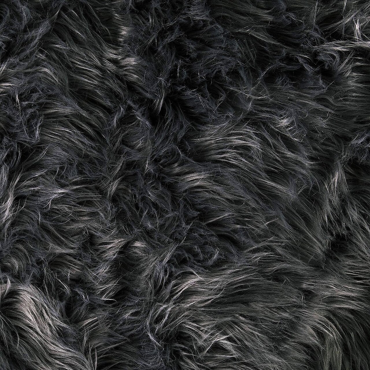 FabricLA Shaggy Faux Fur Fabric - 12&#x22; X 12&#x22; Inches Pre-Cut - Use Fake Fur Fabric for DIY, Craft Fur Decoration, Fashion Accessory, Hobby - Dark Grey